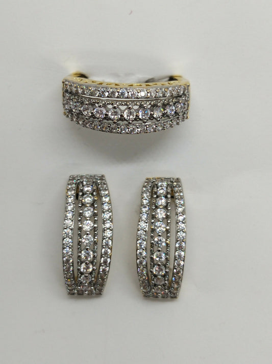 H&A Jewellery Dual Tone Stud Earrings and Ring Set
