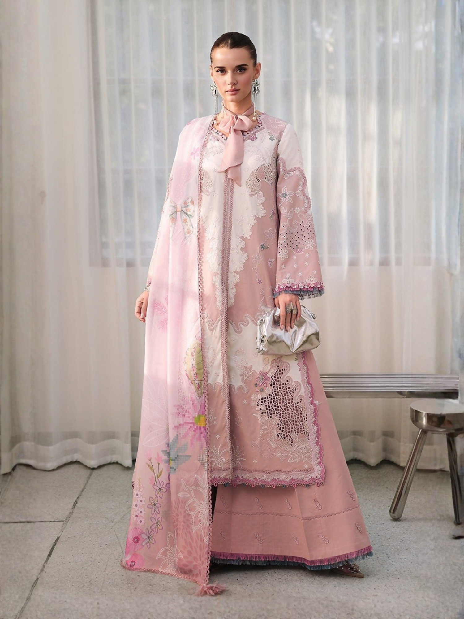 Qalamkar Chikankari Eid Edit'26 Lawn Embroidered Unstitched 3-Piece Suit-CM-06 Noura