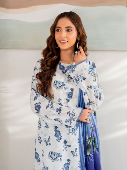 Panache Apparel Cambric Printed Stitched 3-Piece Suit-Drift