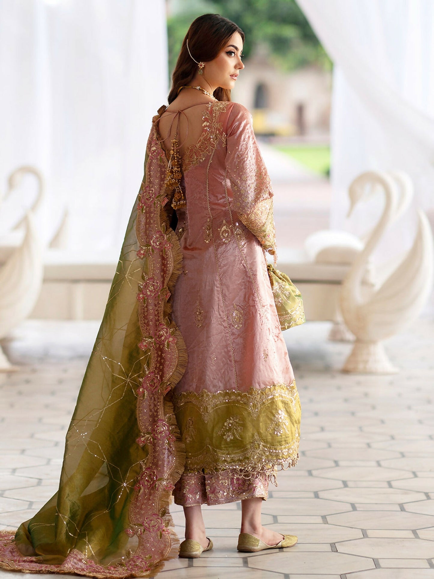 Parishay Ranibagh Luxury Formals Tissue Silk Embroidered Stitched 3-Piece Suit-Noor Mahal