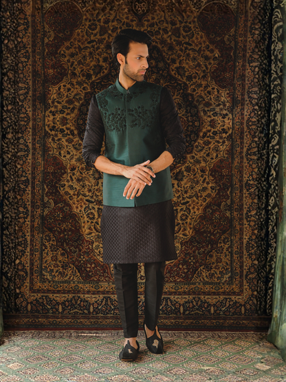Gem Garments The Sartorial Edit Raw Silk Embellished Waistcoat-Baraz