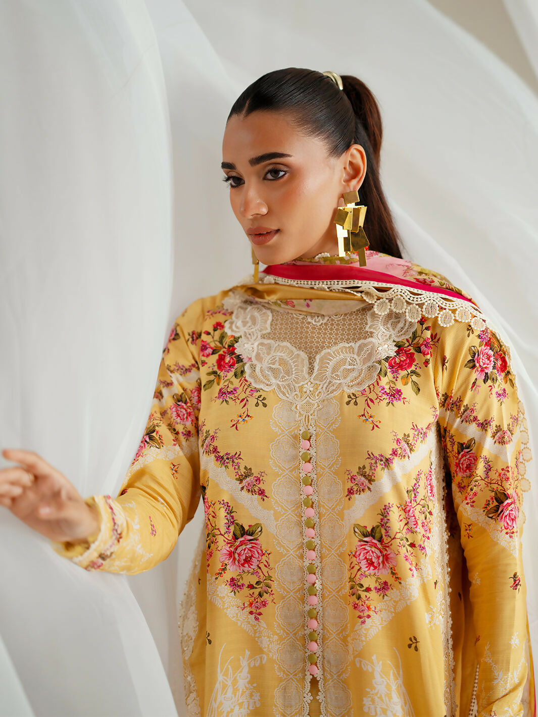 Binilyas Eres Bonita Viscose Embroidered Stitched 3-Piece Suit-1101-B