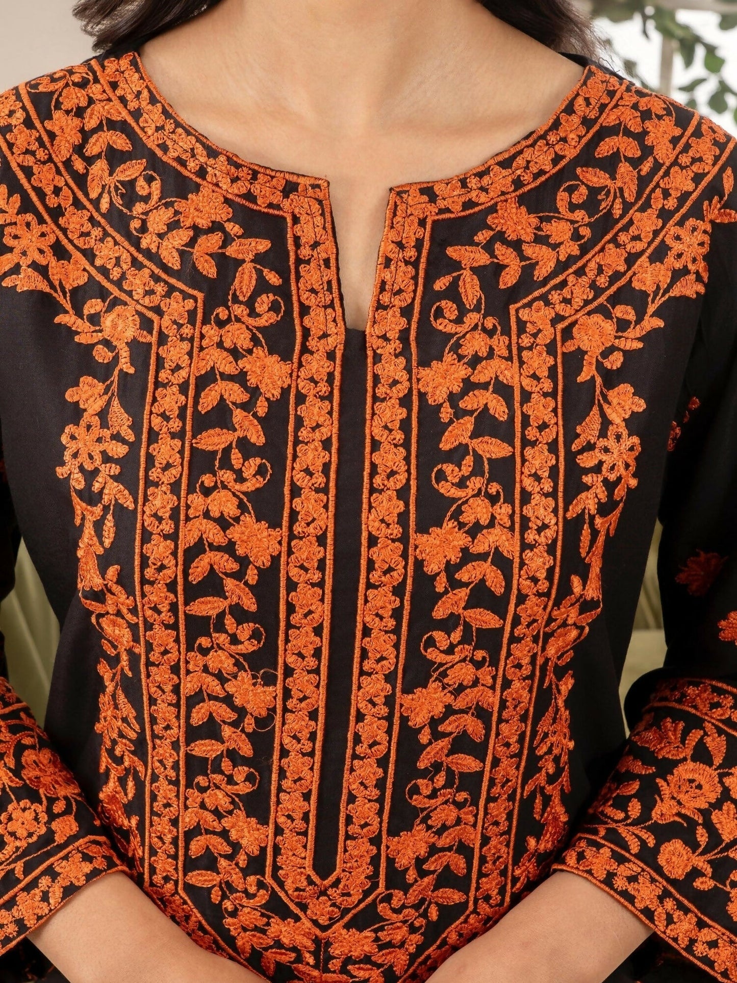 Stylish Collection Linen Embroidered Stitched 2-Piece Suit-Black Lava