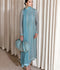 Hussain Rehar Moon In The Golden Cup Organza Embellished Stitched 3-Piece Suit-Sininen