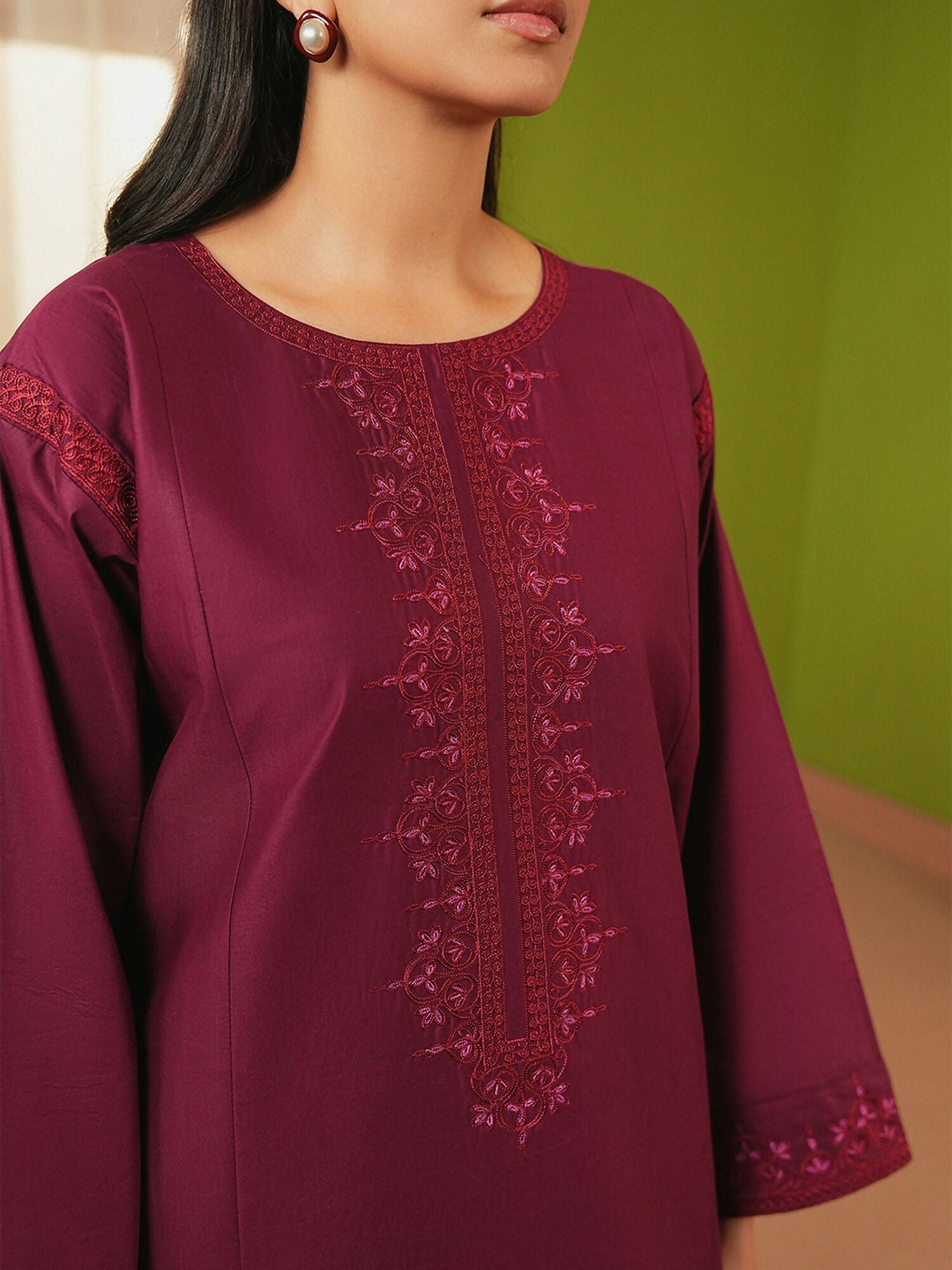 Mannat Clothing Summer-Sky Lawn Embroidered Stitched Suit-Plum