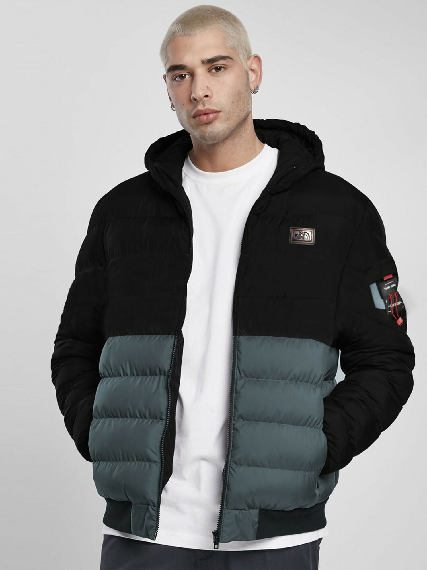 Funky men’s expedition heavy insulated padded puffer jacket, imported design with superior warmth and durable materials for outdoor winter adventures.