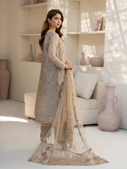 Noori Silk Embroidered Stitched 3-Piece Suit