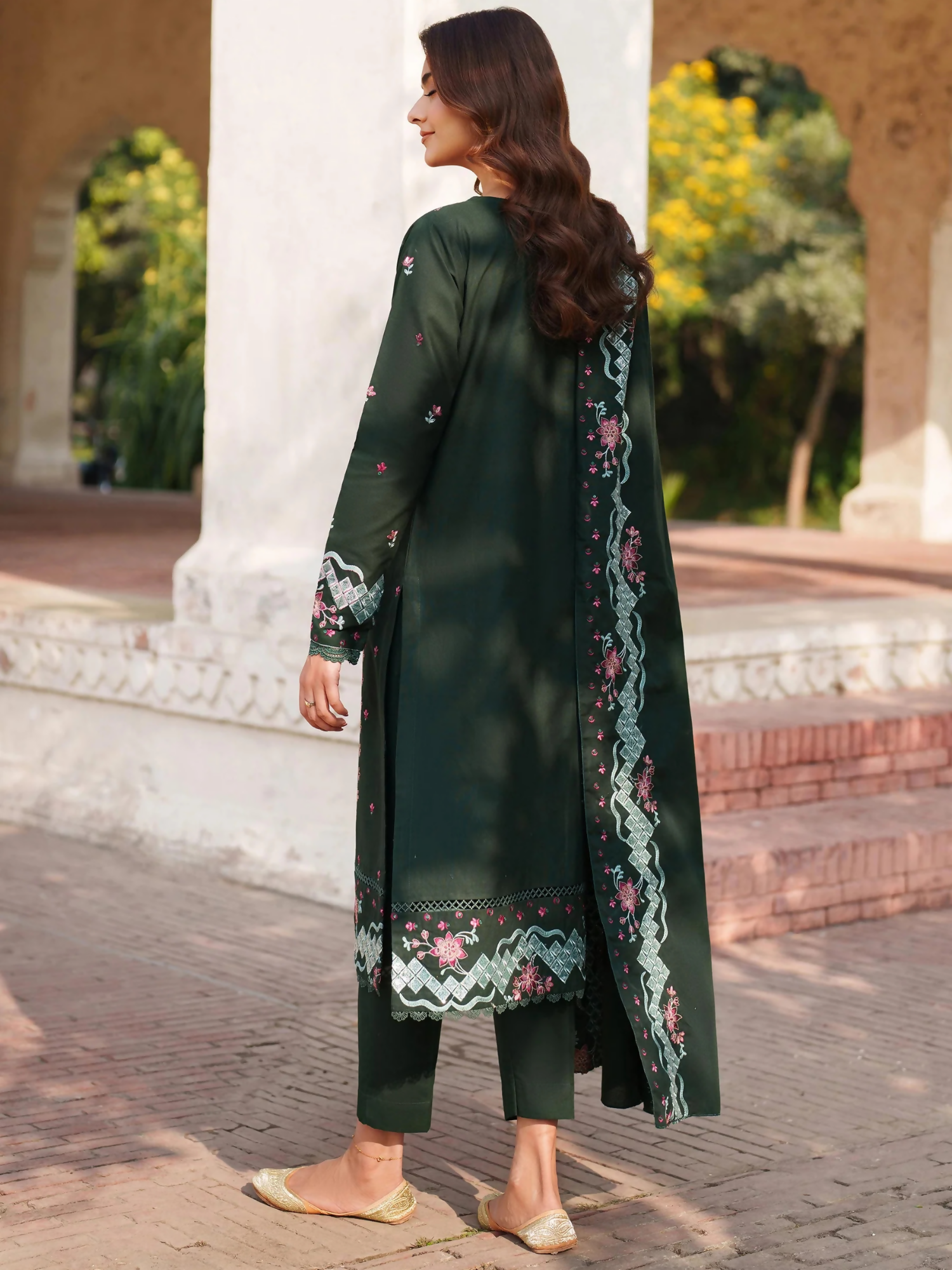 Panache Apparel Khaddar Embroidered Stitched Suit-Aylin-Green