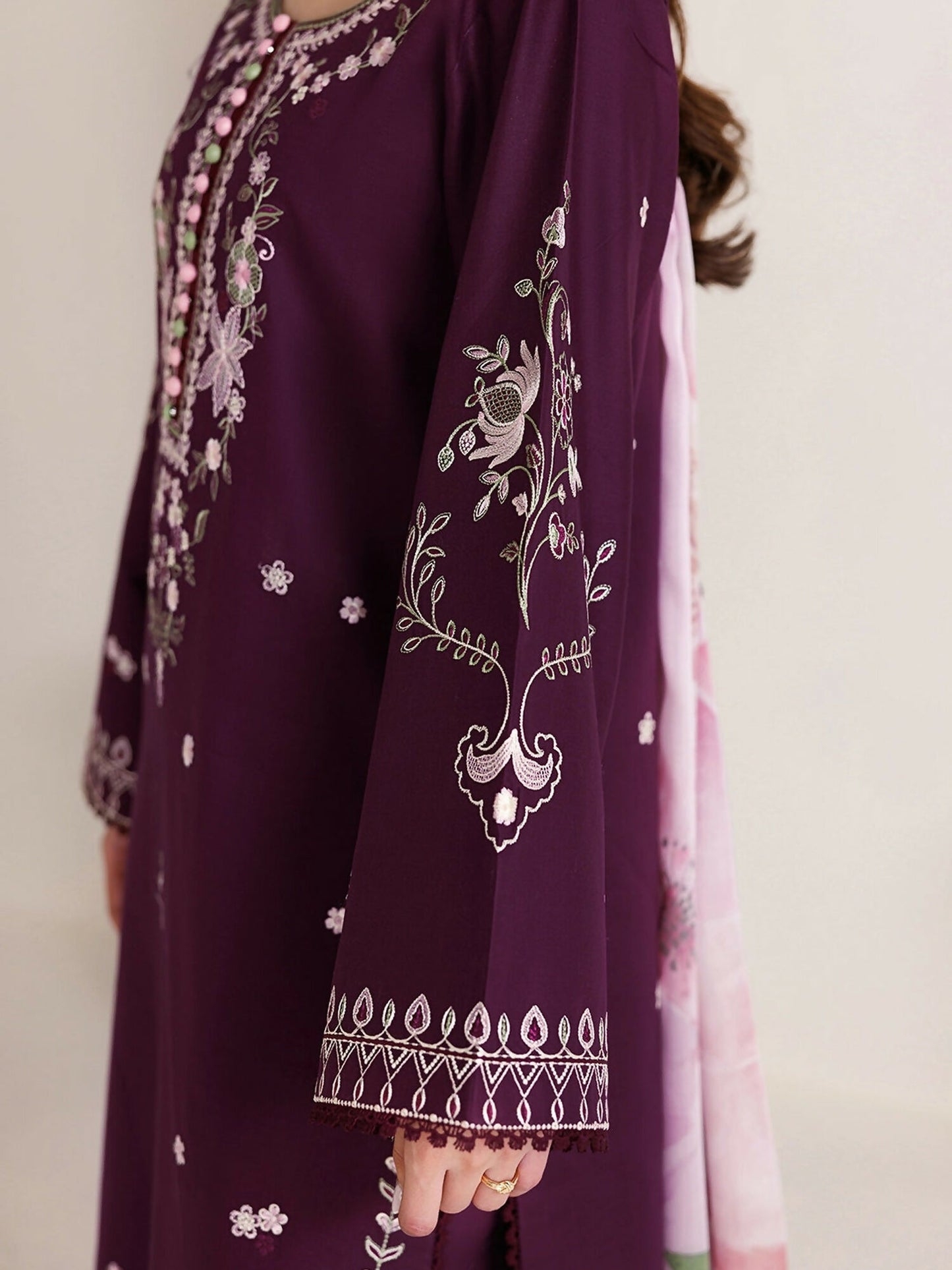 Panache Apparel Mistfall Vol II Cotton Embroidered Stitched Suit-Roselle