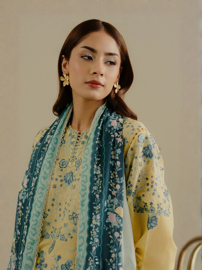 COCO by Zara Shahjahan Lawn'25 Embroidered Unstitched-3-Piece Suit-Velin-7B