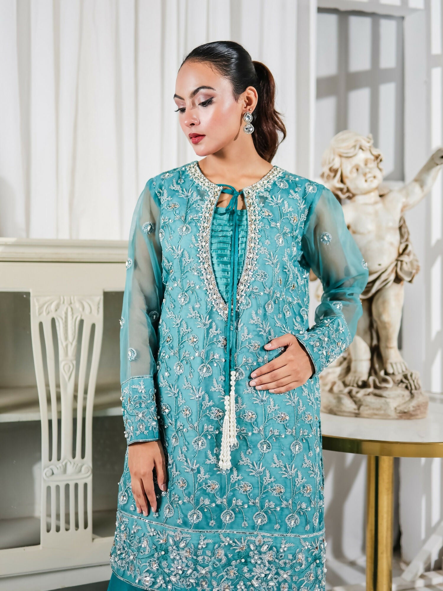 Farooq Hameed Studio Pariza Lux Festive'25 Organza Embroidered Stitched 3-Piece Suit-Jeseria