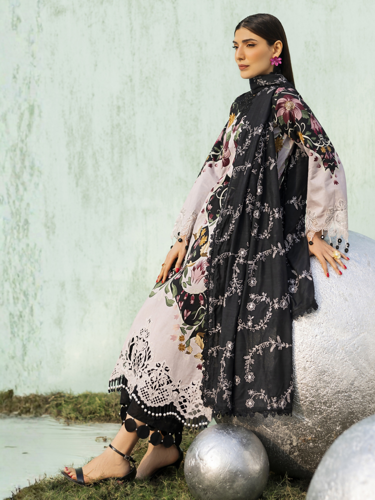 Parishay Ivy Bloom'26 Lawn Embroidered Unstitched 3-Piece Suit-IB-07