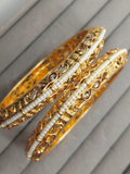 Gold H&A Jewellery Handcrafted Antique Gold Bangles with Fine Pearl Beadwork & Semi-Precious Stones