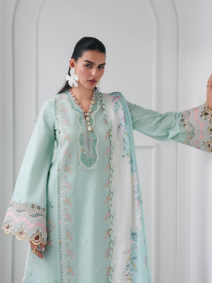 Qalamkar Qline Lawn Drop-1 Embroidered Unstitched 3-Piece Suit-RP-05-Raha