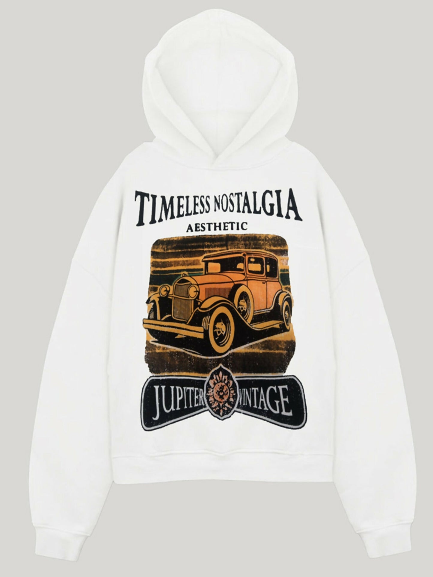 Jupiter Heavy GSM Nostalgia Printed Off White Hoodie-14839
