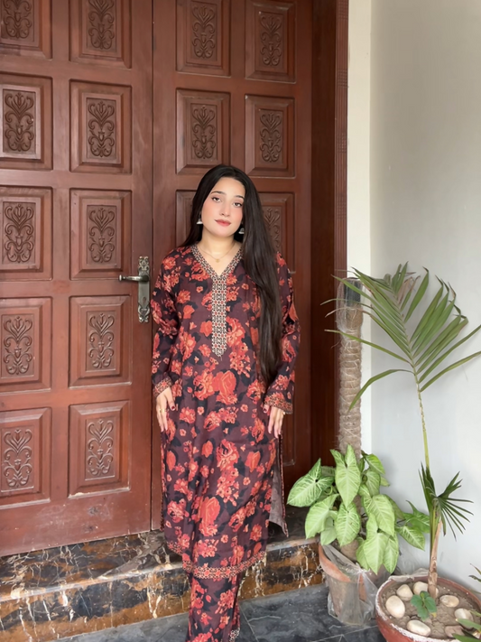 Bin Shaukat Khaddar Printed Stitched 2-Piece Suit