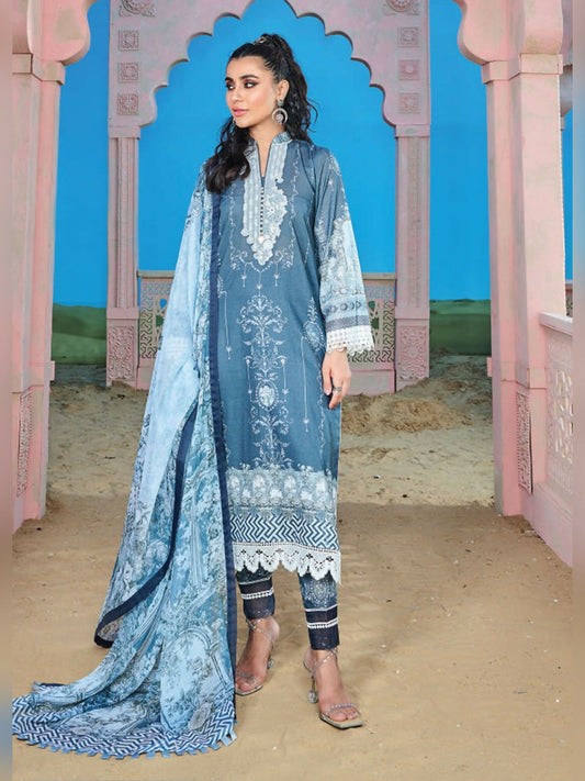 Denim Blue Wardha Saleem Summer Collection Lawn Embroidered Unstitched 3-Piece Suit-D-14 Eshaal