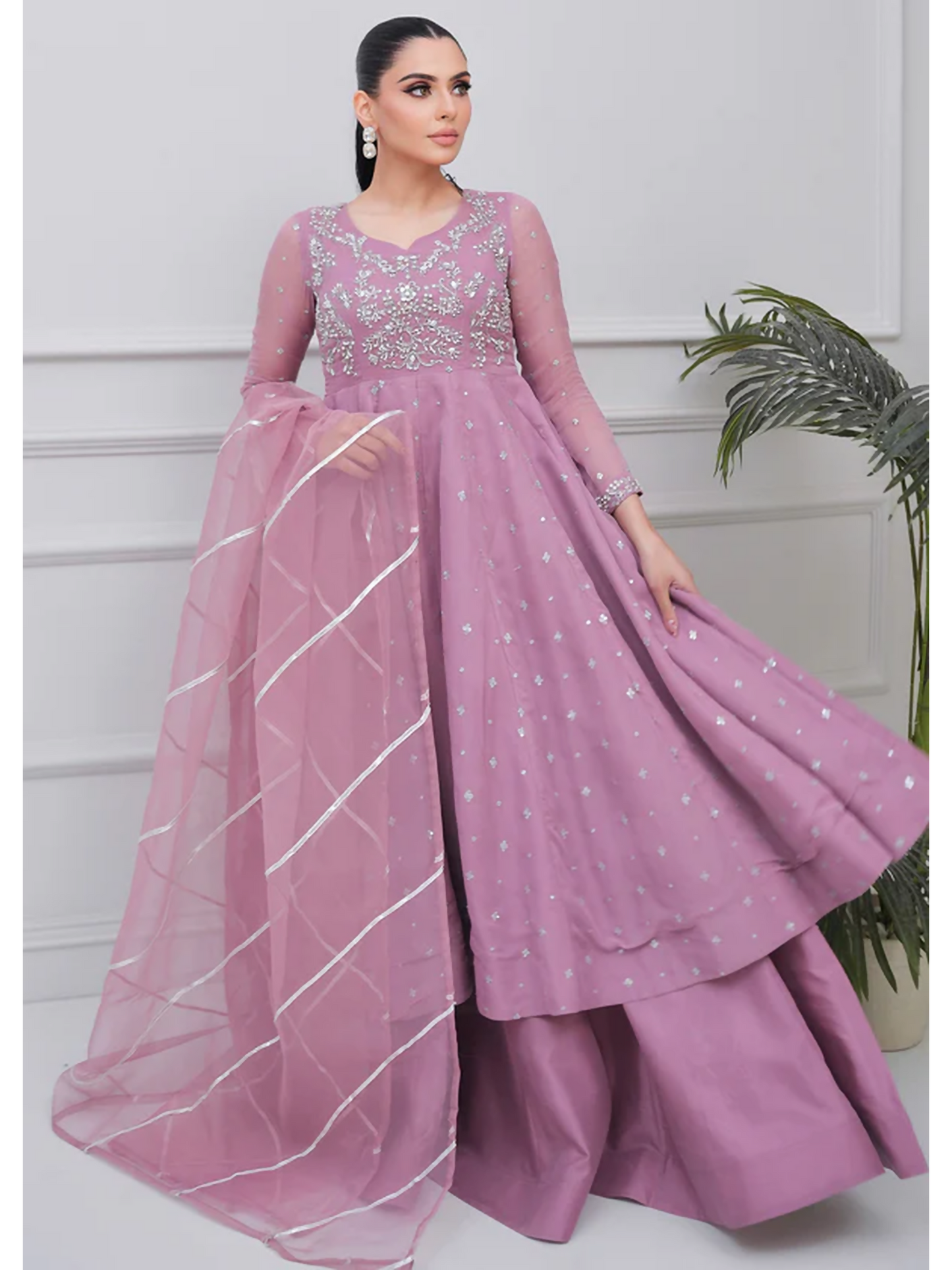 Allure By IH Lehr Chiffon Embroidered Lehenga-Mystic