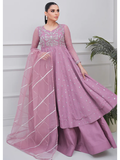 Allure By IH Lehr Chiffon Embroidered Lehenga-Mystic