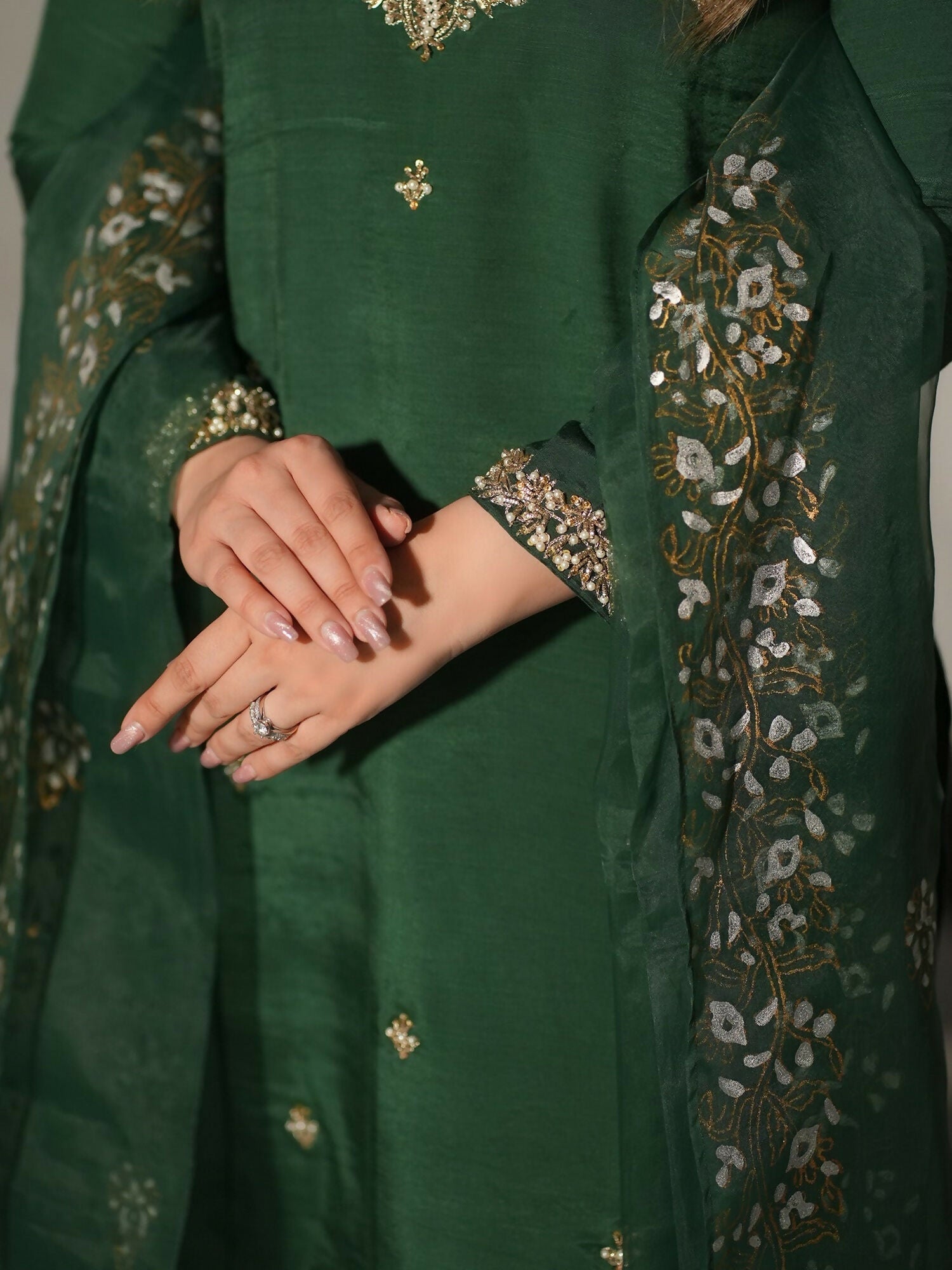 Allure By IH Luxury Pret Raw Silk Embellished Stitched 3-Piece Suit-Shahay