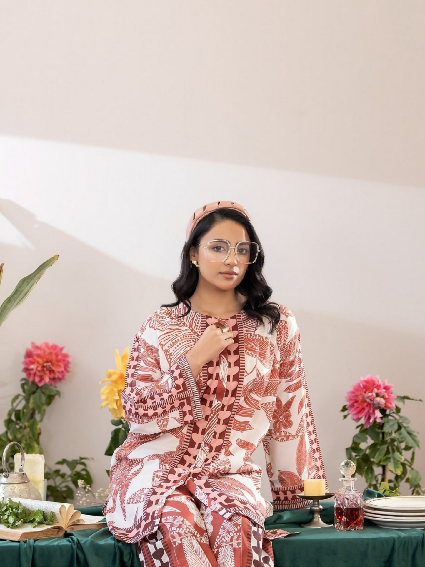 Panache Apparel Crepe De Luxe Crepe Printed Co-Ord Set-Flow