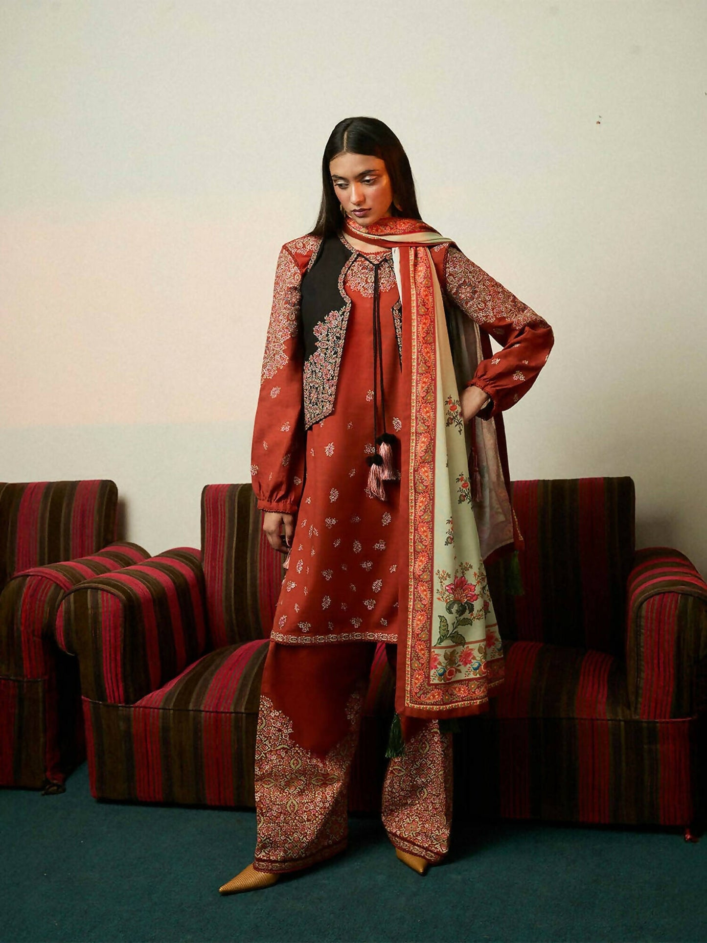 Jugnu by Hussain Rehar Luxury Khaddar Printed Unstitched 3-Piece Suit-Aurelia