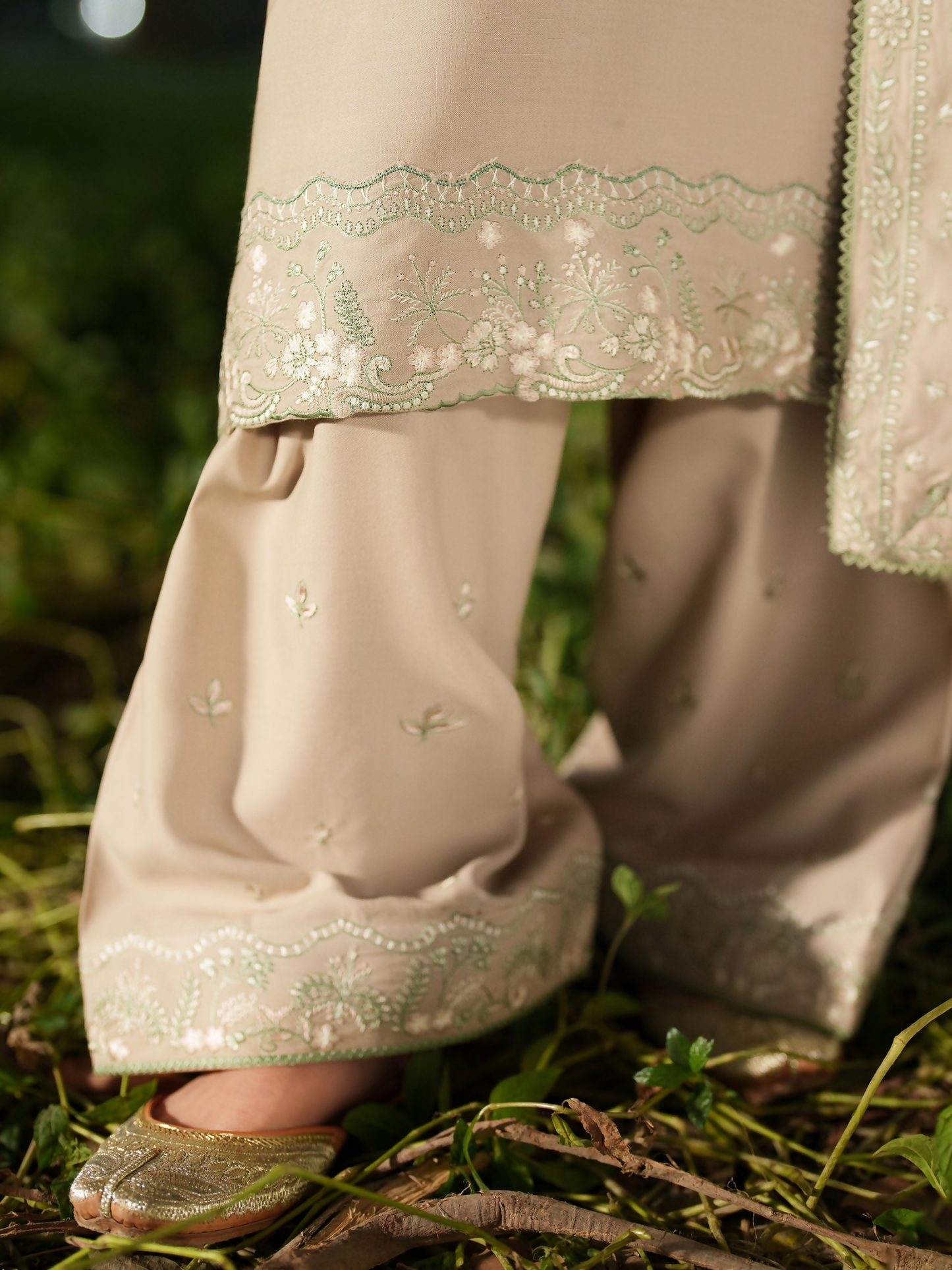 Panache Apparel Winter Solstice Linen Embroidered Stitched Suit-Mistfall