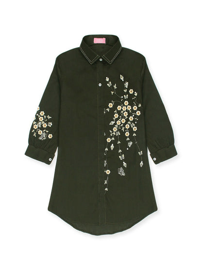 Velvour Girls Cotton Embroidered Stitched Tunic-VG65-C