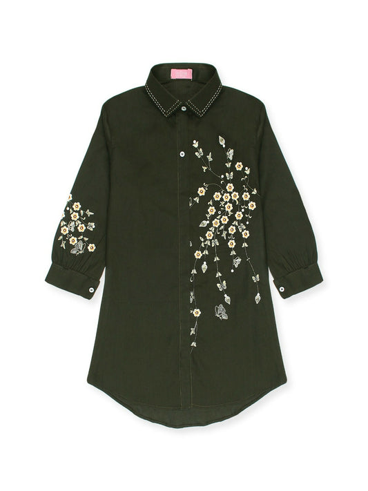 Velvour Girls Cotton Embroidered Stitched Tunic-VG65-C