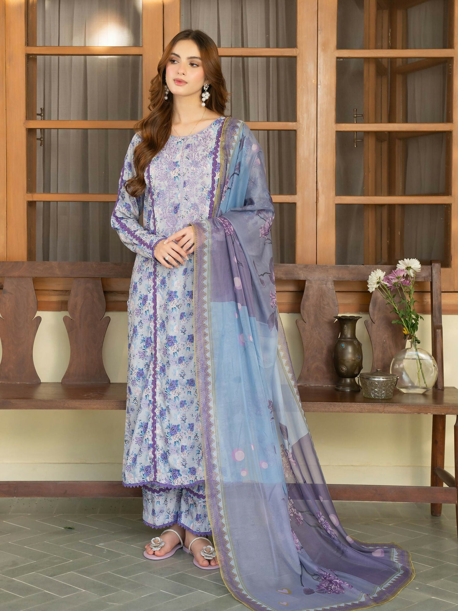 Panache Apparel Raw Silk Embroidered Stitched Suit-Lavinea