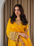 Tehzeeb Libas Linen Embroidered Stitched 3-Piece Suit-Preet