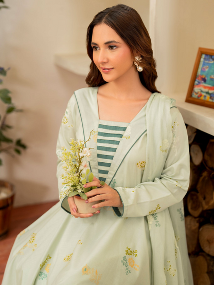 Panache Apparel Lawn Printed Stitched 3-Piece Suit-Denali