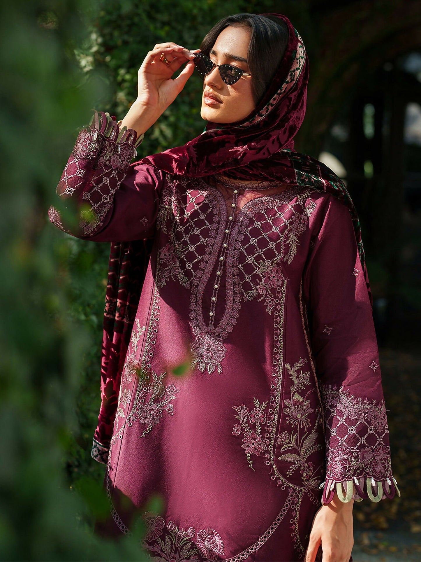 Parishay Panache Winter Corduroy Embroidered Unstitched 3-Piece Suit-PNE-07