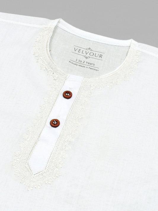 Velvour Boys Cotton Embroidered Stitched Kurta Pajama-VK12