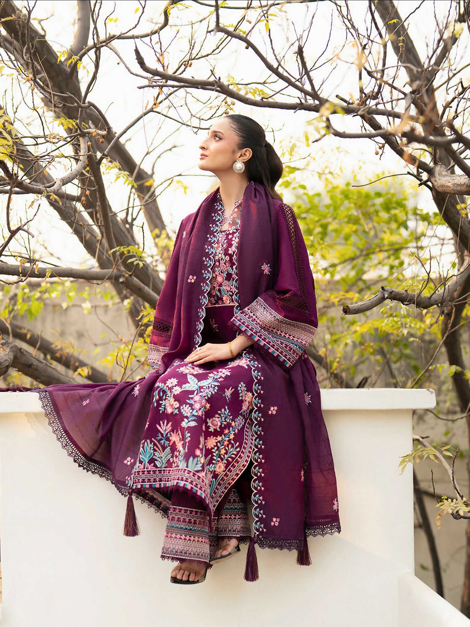 Mahnur Angan Lawn'26 Embroidered Stitched 3-Piece Suit-AN-008