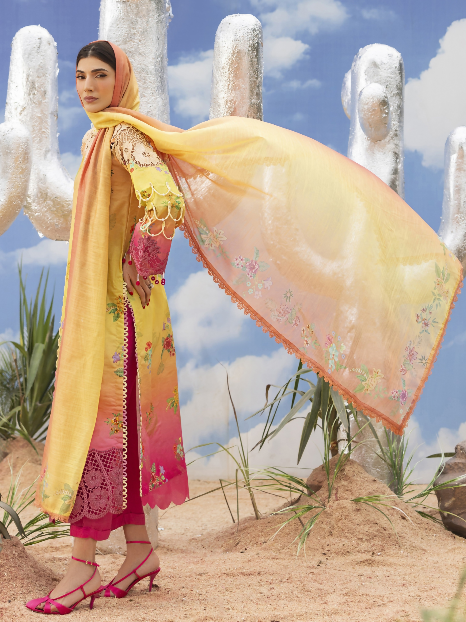 Parishay Ivy Bloom'26 Lawn Embroidered Stitched 3-Piece Suit-IB-01