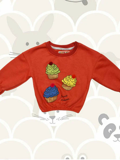 Funky's Girl’s Cup Cake Fleece Sweat Shirt-11998
