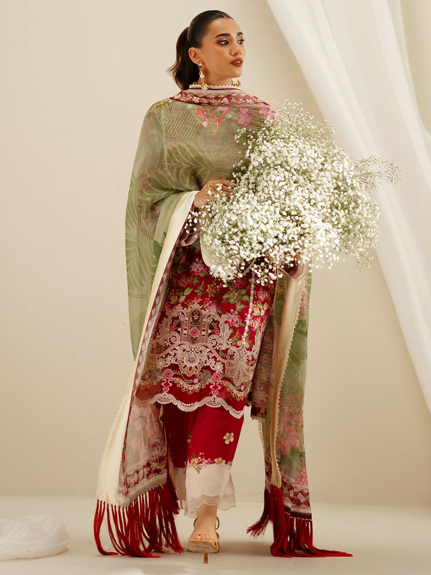 Binilyas Eres Bonita Viscose Embroidered Stitched 3-Piece Suit-1107-B