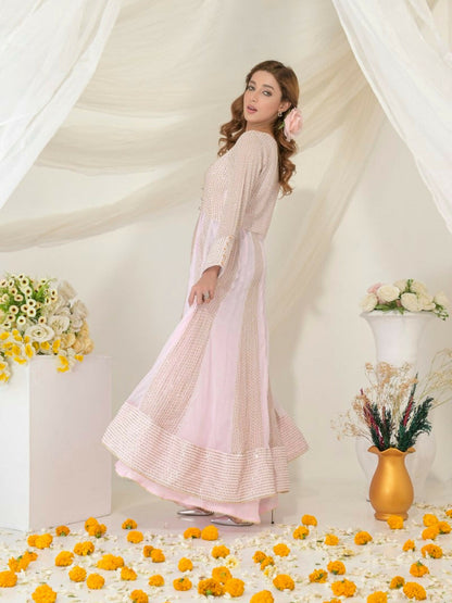 Ruby's Couture Gul-Bahar Chiffon Embroidered Stitched 2-Piece Suit-Miraal