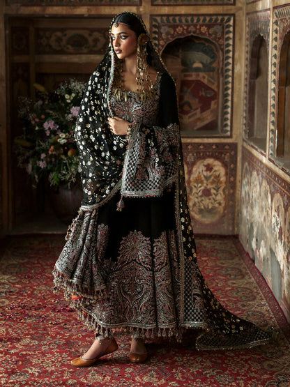 Hussain Rehar Massarat Festive Unstitched'25 Korean Raw Silk Embroidered 3-Piece Suit-Noor Jehan