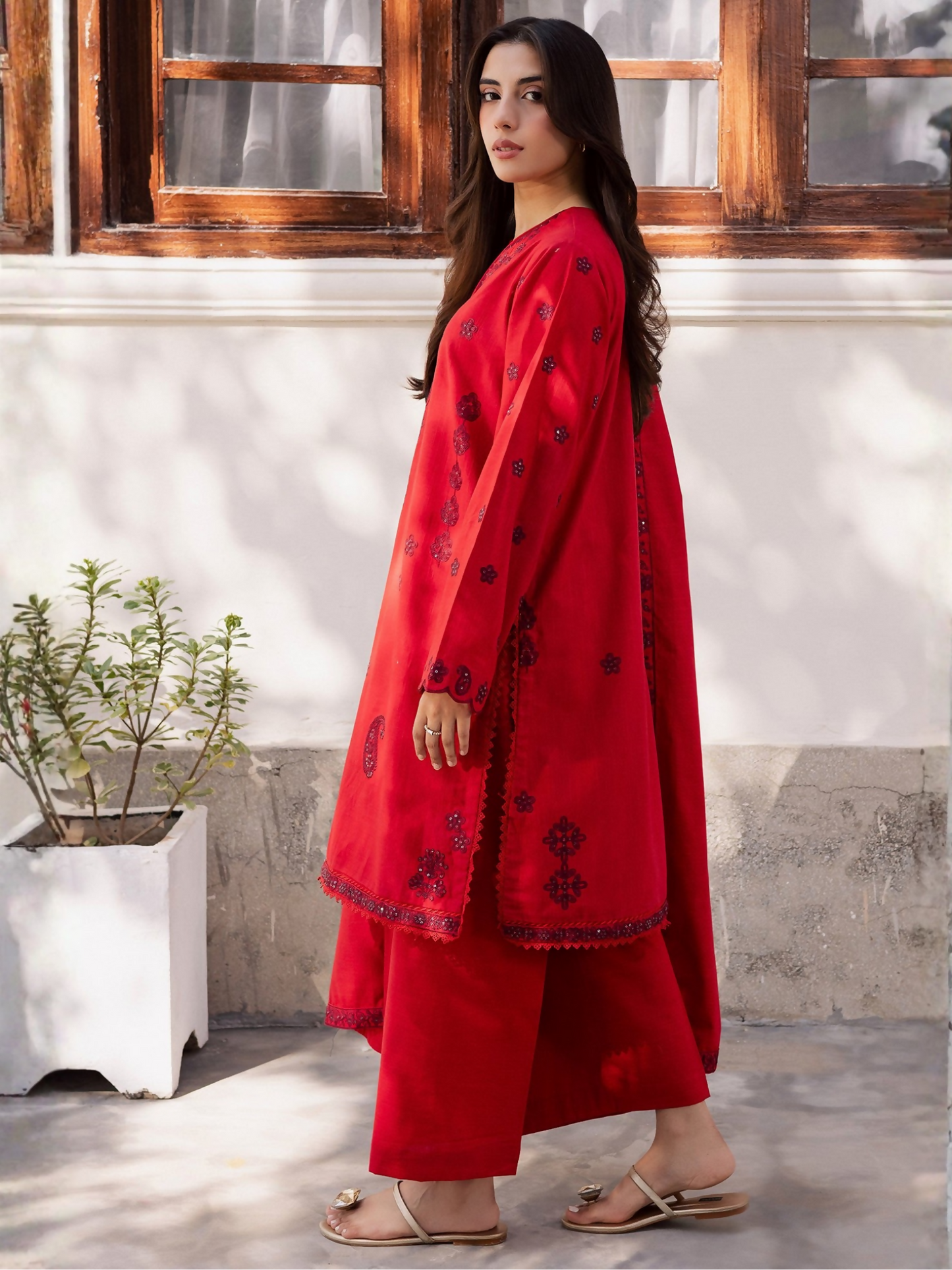 Mannat Clothing Laila Winter Pret '25 Karandi Embroidered Stitched Suit-Lila
