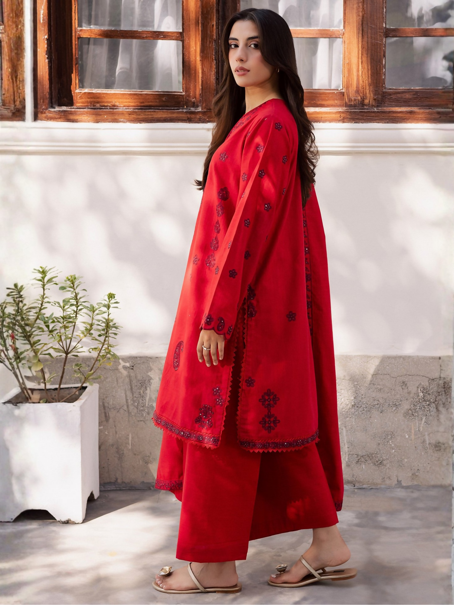 Mannat Clothing Laila Winter Pret '25 Karandi Embroidered Stitched Suit-Lila