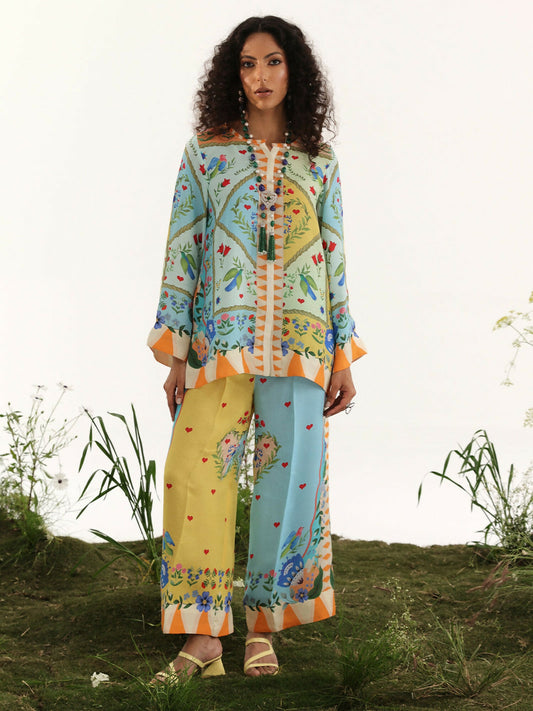 Binilyas Silk Digital Printed Co-Ord Set-30085