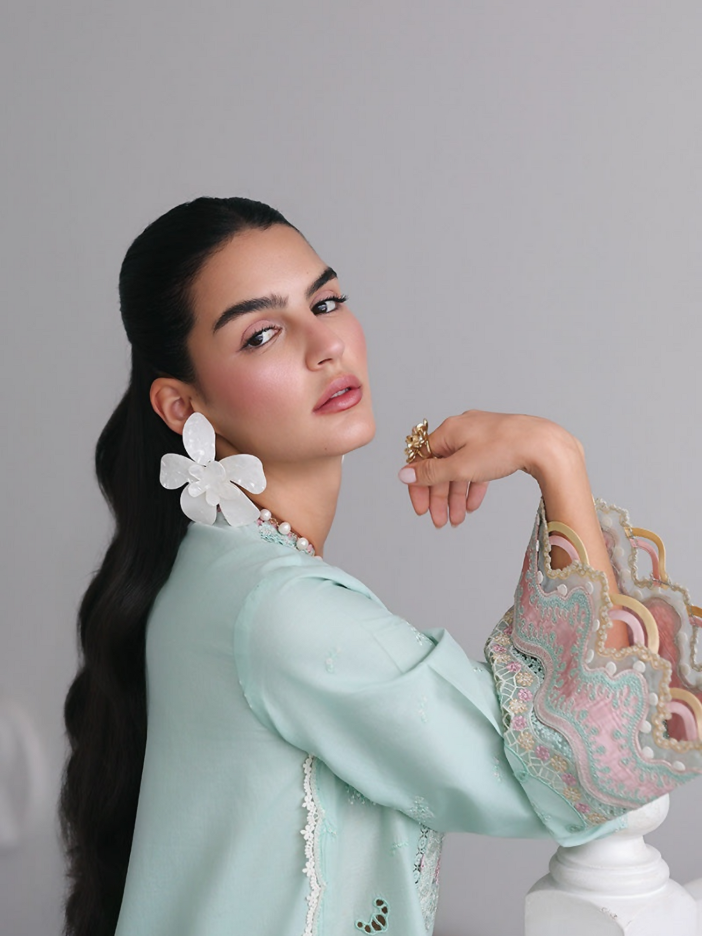 Qalamkar Qline Lawn Drop-1 Embroidered Unstitched 3-Piece Suit-RP-05-Raha