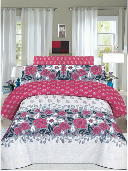 6-piece comforter set featuring floral design with one comforter, one bedsheet, and four pillow covers.