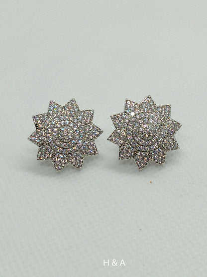 H&A Jewellery one carat floral zirconia stud earrings.