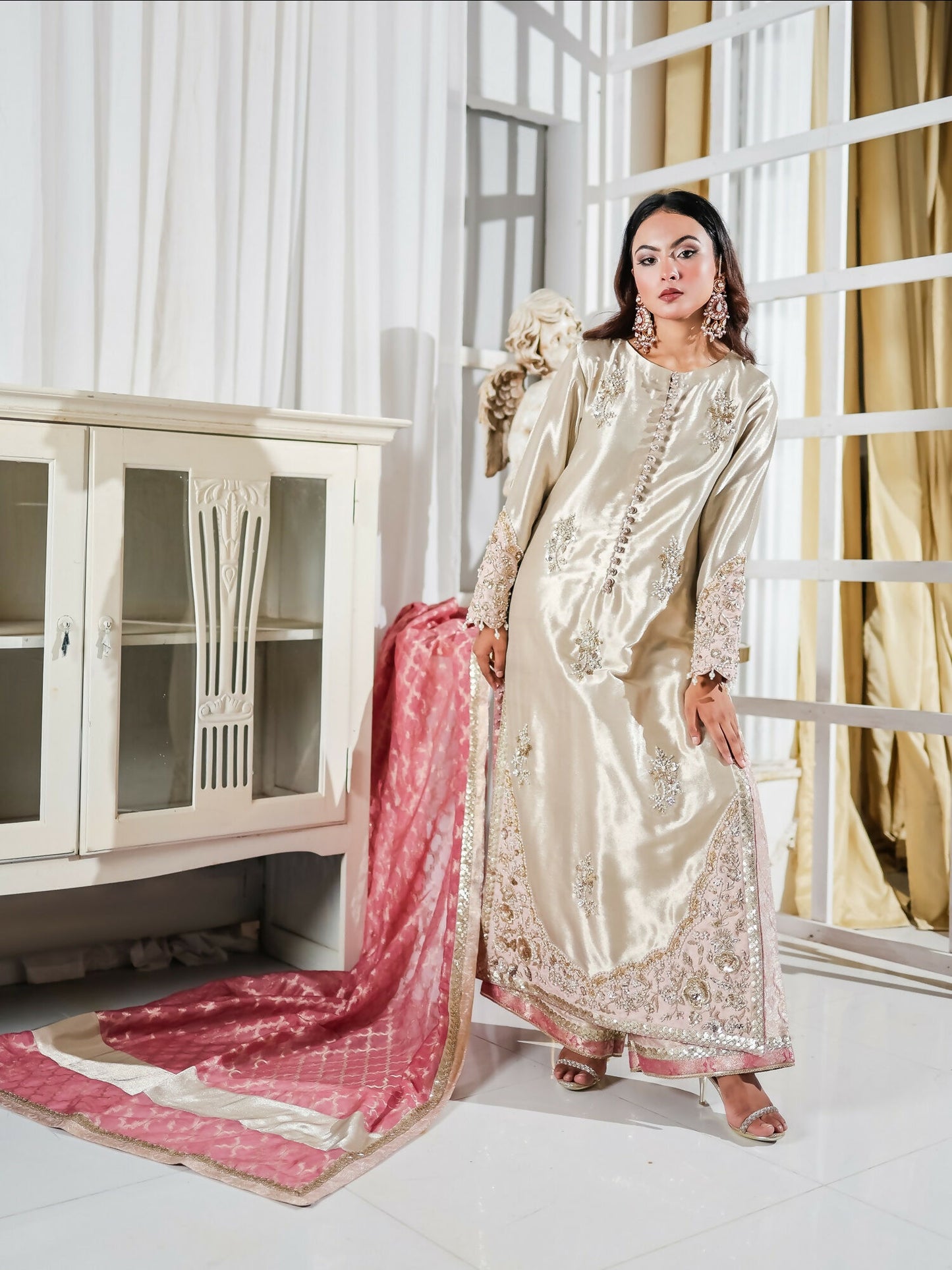 Farooq Hameed Studio Pariza Lux Festive'25 Pure Laama Silk Embroidered Stitched 3-Piece Suit-Asra