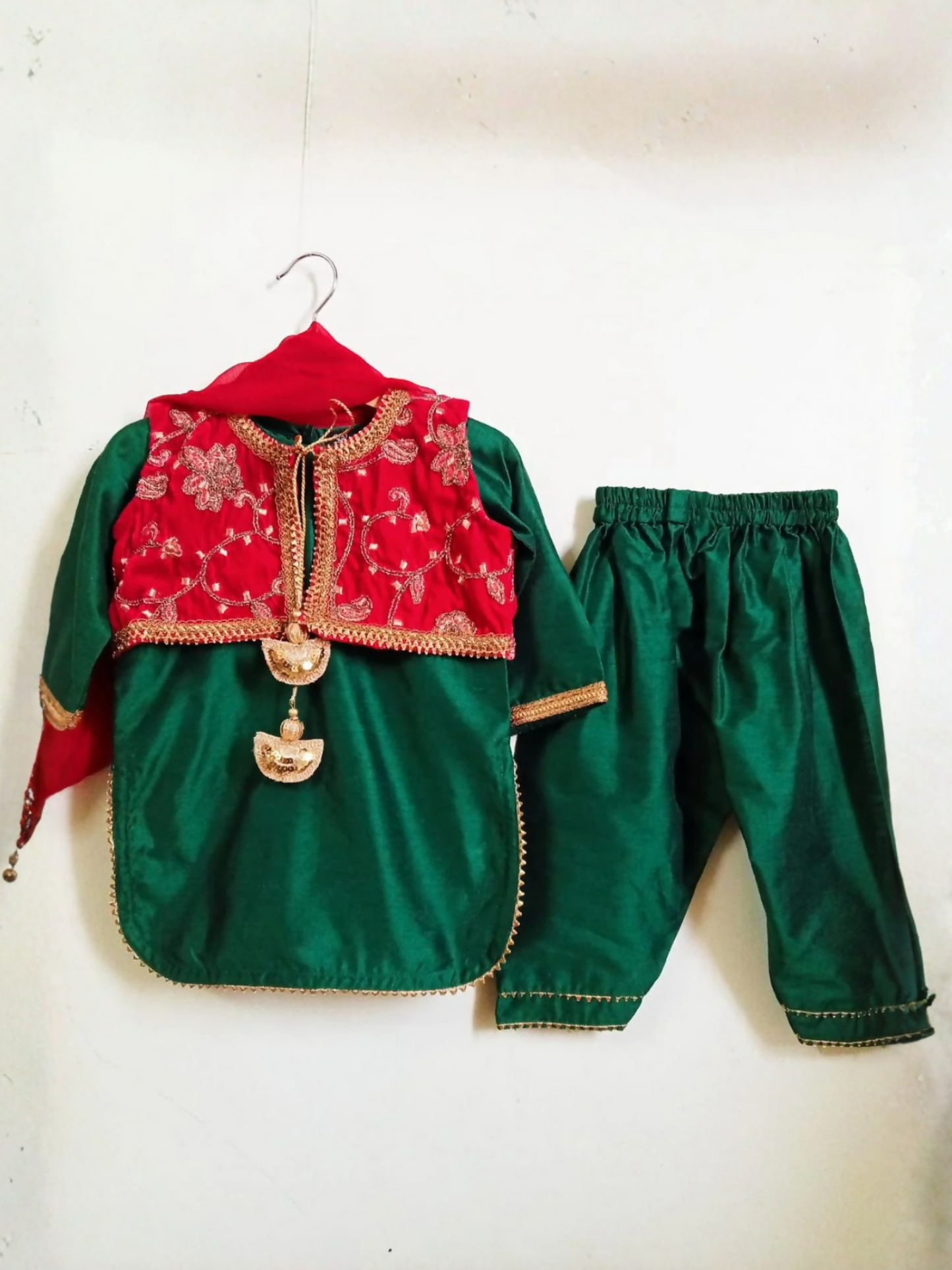 Kidoz Kloset Cotton Silk Embroidered Stitched 4-Piece Suit-Oriole