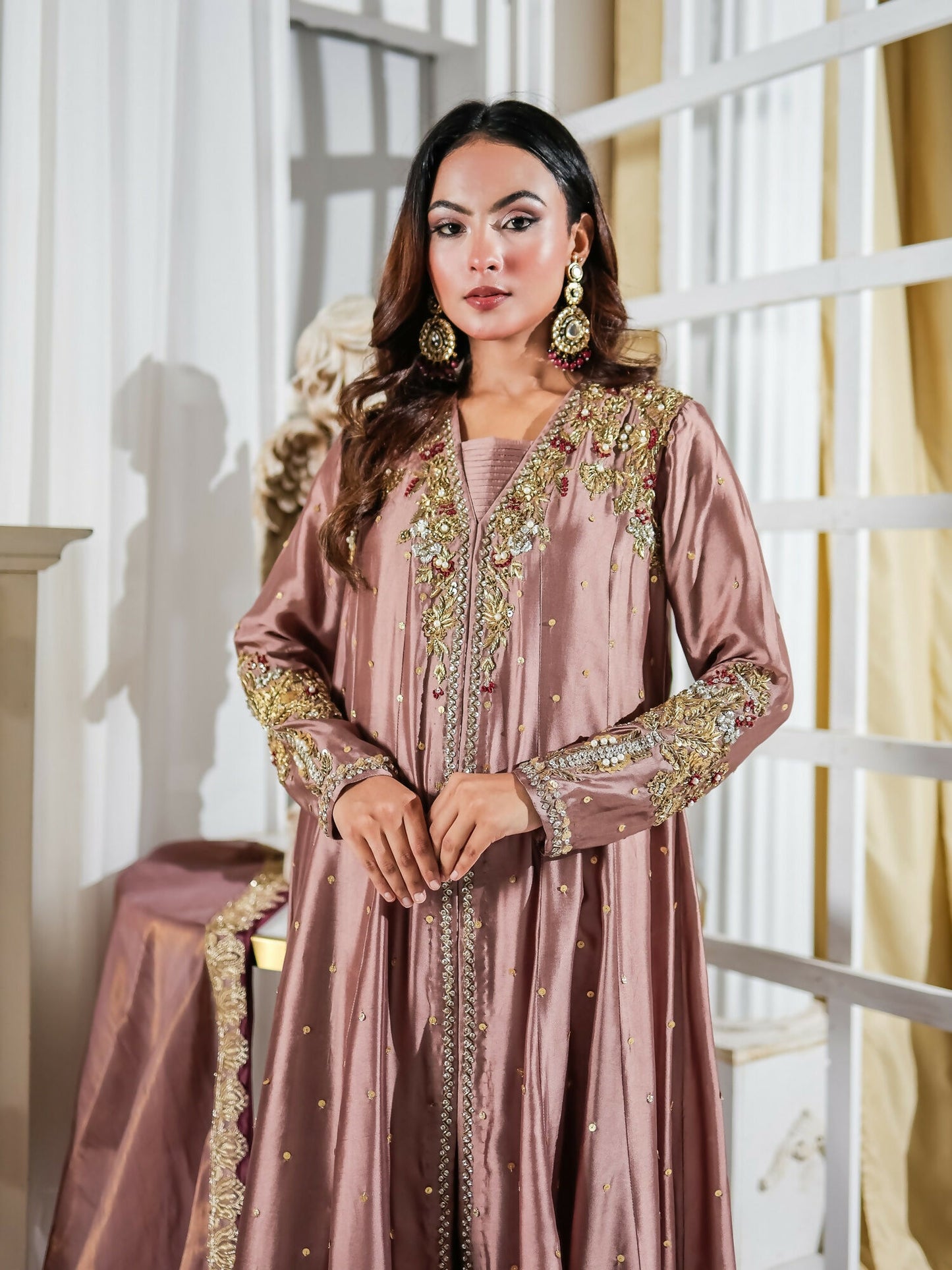 Farooq Hameed Studio Pariza Lux Festive'25 Glass Silk Embroidered Stitched 3-Piece Suit-Ayzel