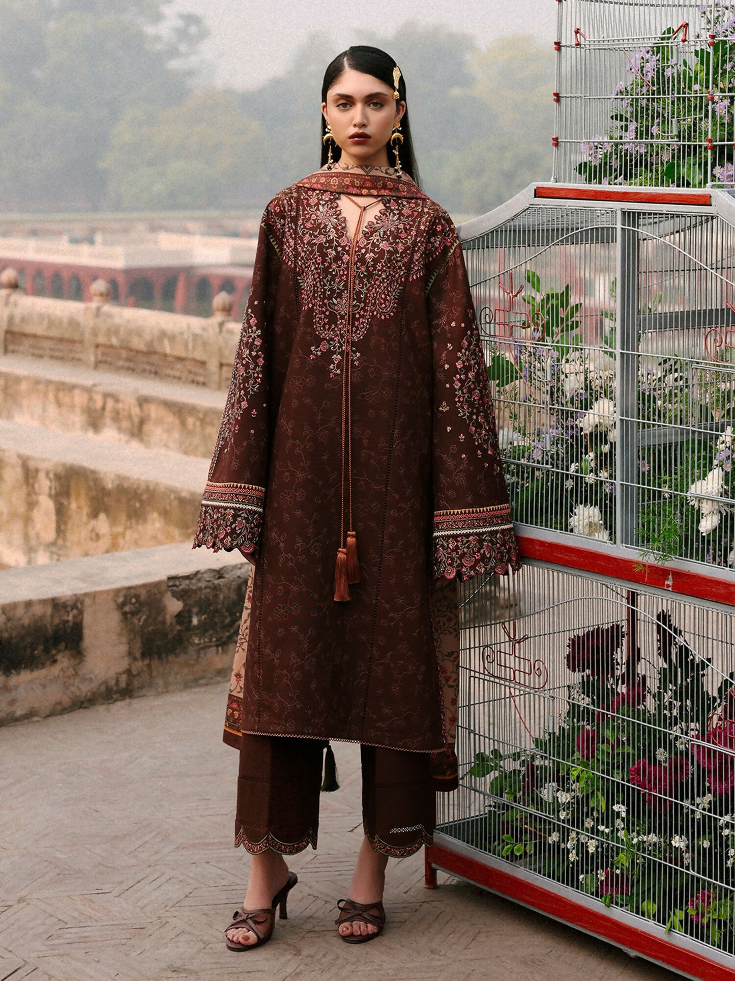 Jugnu By Hussain Rehar Khaddar'25 Embroidered Unstitched 3-Piece Suit-Sena